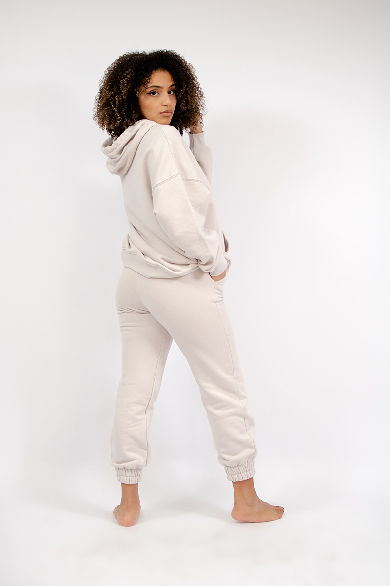 our ivory hoodie matched with its ivory sweatpants